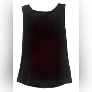 Anthropologie Black Top Lilla P Cotton Sleeveless Scoop Neck Tank Top SZ Small